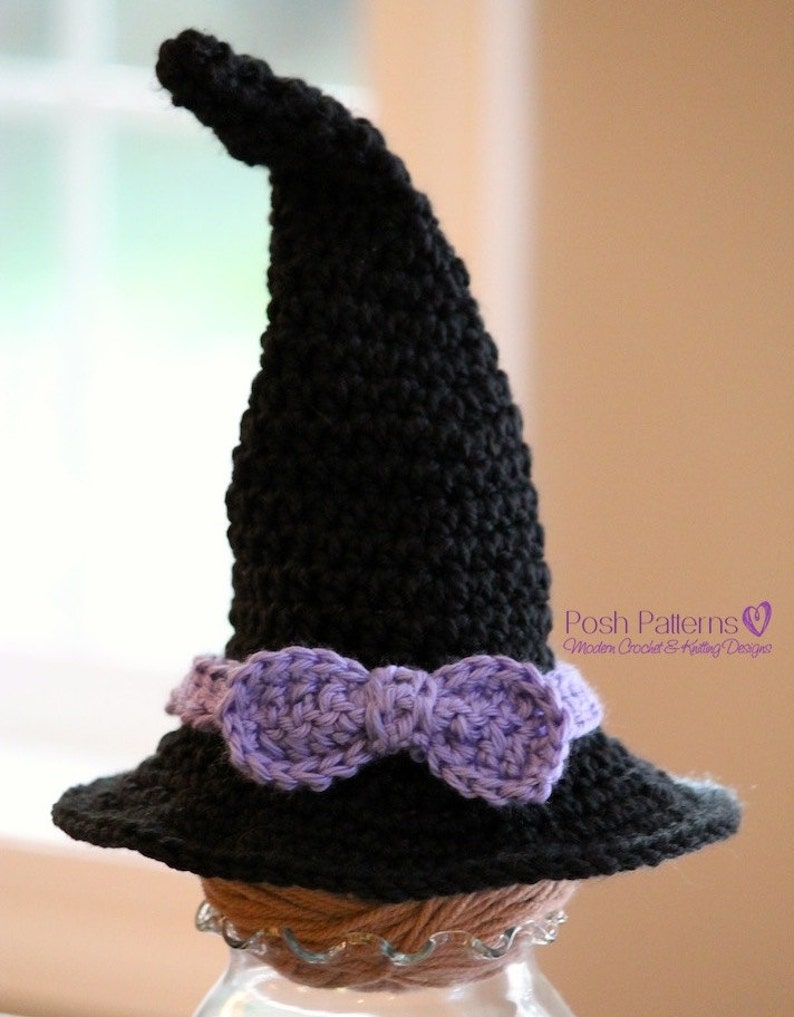 Crochet PATTERN Baby Crochet Pattern Newborn Baby Witch Hat Crochet Patterns Baby Halloween Hat Photo Prop Pattern PDF 201 image 2