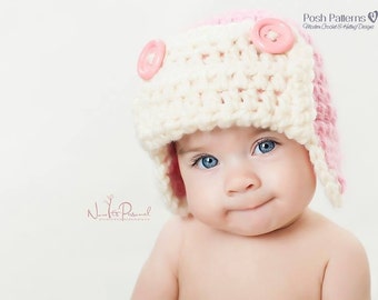 Easy Crochet PATTERNS - Crochet Earflap Pattern - Crochet Pattern Baby - Crochet Hat Pattern - 6 Sizes Newborn Baby to Adult - PDF 168