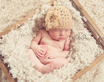 Crochet PATTERN - Lacy Baby Beanie and Flower - Crochet Hat Pattern - Includes 4 Sizes Newborn to Adult - PDF 111