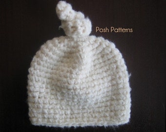 Crochet PATTERN - Crochet Hat Pattern - Crochet Baby Hat Pattern - Top Knot Hat - PDF 249 - Includes 6 Sizes Newborn to Adult - Photo Prop