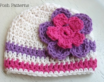Crochet Pattern - Crochet Hat Patterns - Crochet Pattern Hat - Crochet Beanie Pattern - Includes Baby, Toddler, Child, Adult Sizes - PDF 115