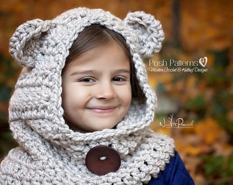 Crochet PATTERN - Hooded Cowl Pattern - Crochet Hood - Crochet Scarf Pattern - Crochet Pattern Baby - Baby,Toddler,Kids,Adult Sizes- PDF 396