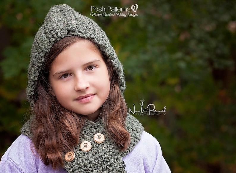 Crochet Pattern Crochet Hooded Scarf Pattern Hooded Cowl Pattern Crochet Patterns for Women Toddler, Child, Adult Sizes PDF 113 image 2