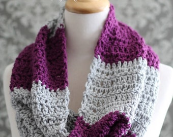 Crochet PATTERN - Infinity Scarf Pattern - Easy Striped Cowl Pattern - Crochet Patterns - Crochet Cowl - Pattern 351 - Teen Adult Ladies