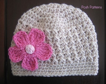 Crochet PATTERN - Crochet Hat Patterns - Baby Crochet Pattern - Crochet Pattern Hat - Includes Baby, Toddler, Kids, Adult Sizes - PDF 200