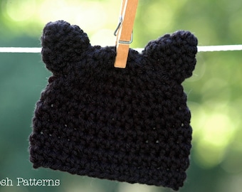 Cat Hat Crochet Pattern - Crochet Cat Hat Pattern - Black Cat Crochet Hat Pattern - Crochet Patterns - All Sizes - PDF 279