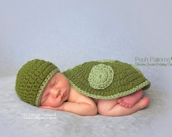 Newborn Crochet Turtle Hat & Shell Pattern – Baby Photo Prop (PDF)