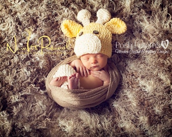 Crochet Giraffe Hat Pattern – Baby to Adult Sizes (PDF)