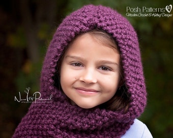 Knitting Pattern - Knit Hooded Cowl - Knitting Patterns - Knitting Pattern Hat - Hooded Scarf - Toddler, Child, Adult Sizes - PDF 128
