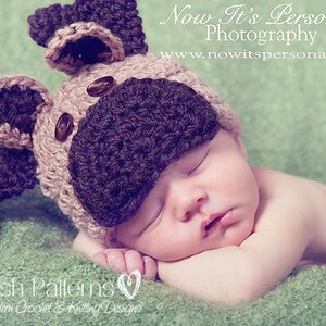 Crochet PATTERN - Crochet Moose Hat - Crochet Hat Pattern - Baby Crochet Pattern - Multiple Sizes - Instant Digital Download PDF 238