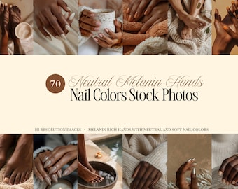 Nail Salon Stock Photos | Melanin Hands Nail Photography | Neutral Nail Colors for Nail Tech Marketing, Beauty Instagram Content