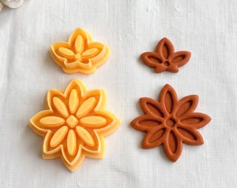 Bloemvormig laagjes polymeerklei uitstekerset – Oorbellen met gestapelde bloemen, boho statement sieradengereedschap