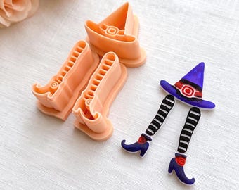 Witch Legs and Hat Clay Cutter Set, Spooky Halloween, Fall Funny Earring Maker