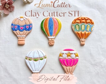 Set met uitstekers voor heteluchtballonnen van klei, decoratie voor babyshower of kinderkamer (STL-bestand, digitaal bestand)