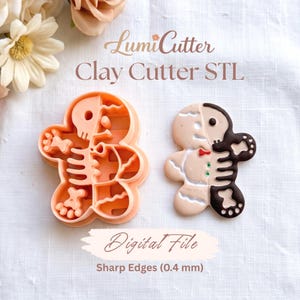 Skeleton Gingerdead Man Polymer Clay Cutter STL (Digital File)