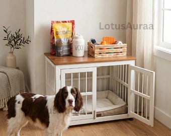 Metal Dog Crate Furniture | Modern Indoor Kennel for Small Medium Dogs | Gift For Dog Lovers | Dog Gift