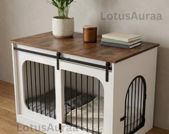 Metalen hondenkennel met dubbele deuren | Hondenhok voor binnen | Metalen hondenhokken | Modern hondenhok | Hondenmeubels