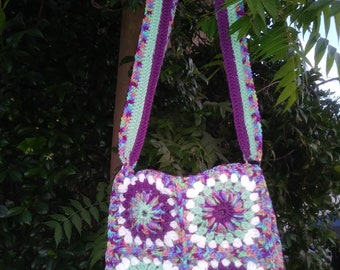 Crochet crossbody messenger bag