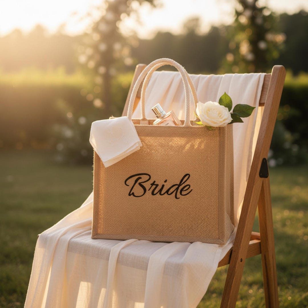 Personalized Burlap Bridesmaid Tote Bag | Custom Bridal Party Name Bag ...