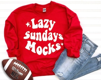 Football Mockup Sweatshirt - Red Gildan 18000 Football Mockup - Red Football Sweatshirt Mock Up - Superbowl Mockup - Football Sweater Mockup