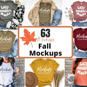 Paquete de maquetas de otoño - Bella Canvas Fall 3001 Mockups - Paquete de maquetas de camiseta de otoño - Mockups de otoño - Mockups temáticos de otoño - Mockups para otoño