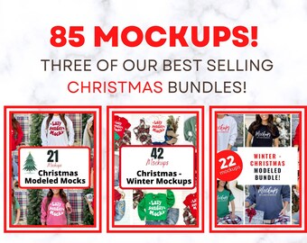 Huge Christmas Mockup Bundle - Womens Christmas Sweatshirt Mockups - Holiday Shirts Mockup - Bella Canvas 3001 Mockup -Gildan1800 Sweatshirt