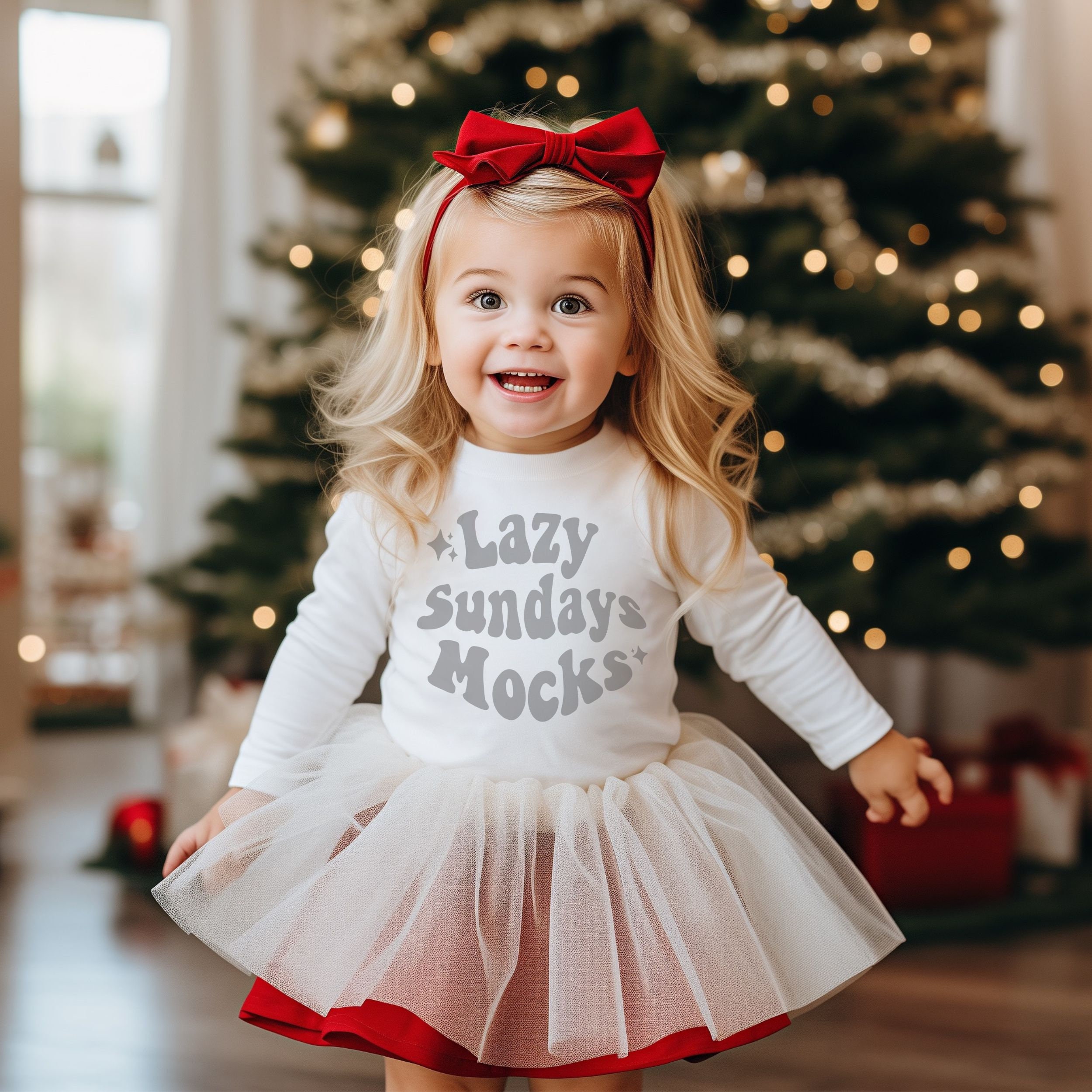 Rabbit Skins 3302 Mockup - White Rabbit Skins Mock Up - Toddler Mockup - Mockup of Child Long Sleeve Shirt - Toddler Christmas Shirt Mockup