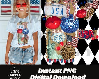 4th of July PNG - patriotic collage - girly - trending - viral - collage design - front and back