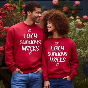 Red Sweatshirt Mockup - Couples Mock Up - Valentine&#39;s Day Mockup - Valentines