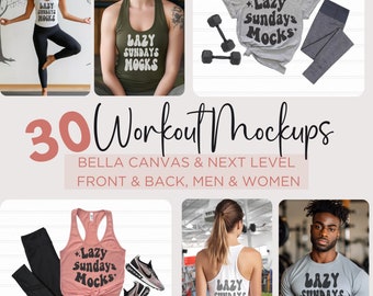 Mockup Bundle Workout Themed Mock Ups Yoga Gym Flatlays Exercise Theme Mocks Front and Back