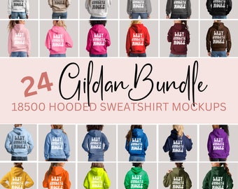 Mockup Bundle Gildan 18500 Back Hoodie Sweatshirt Mock Ups Best Selling Colors