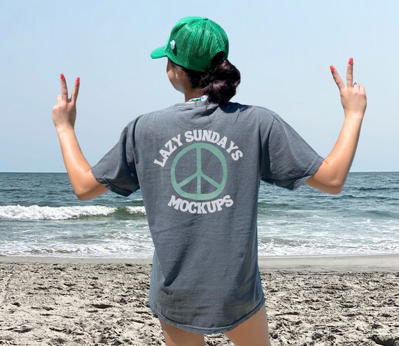 Comfort Colors 1717 Beach Mockup back of shirt mock up REAL PRODUCT Mockups Vacation Pepper