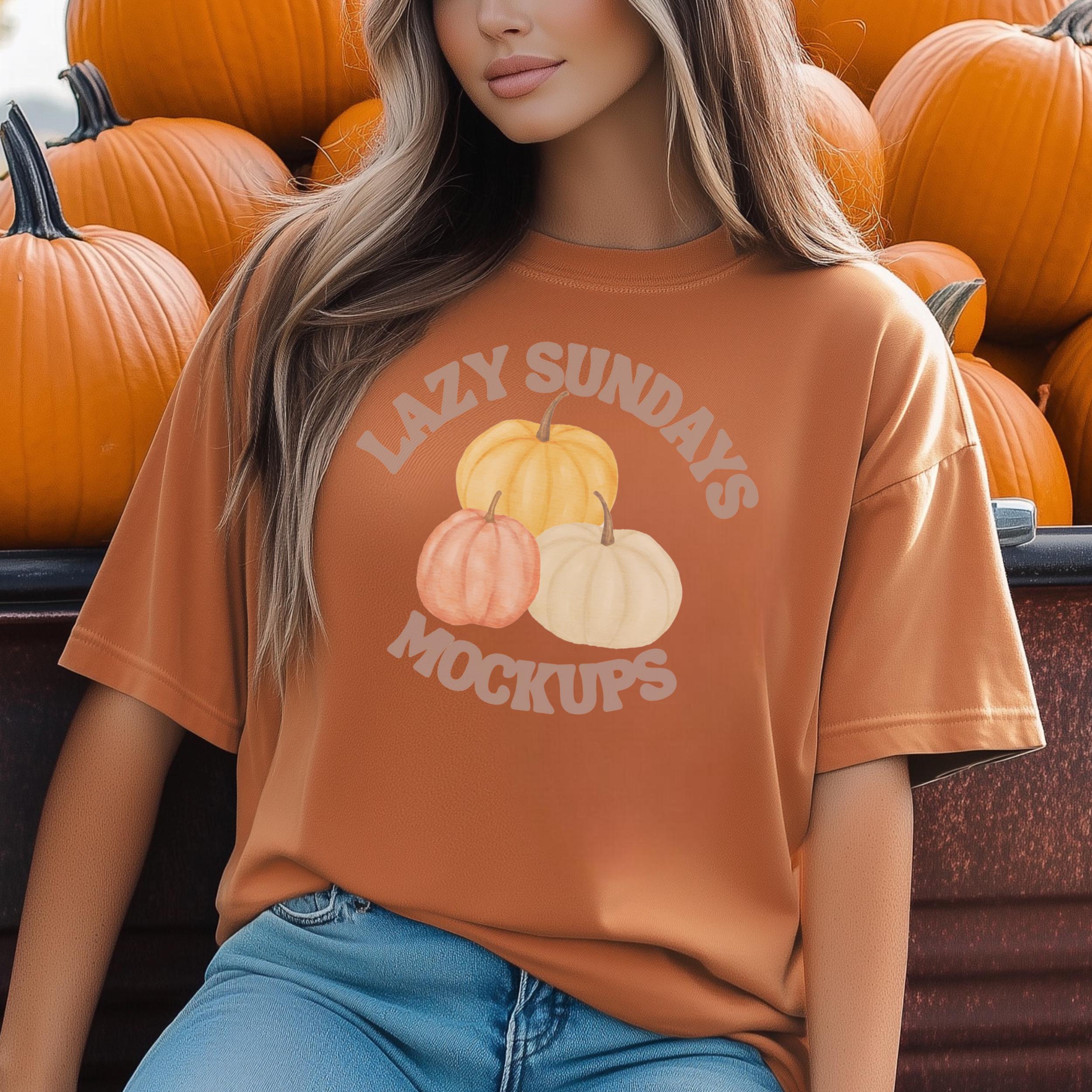Comfort Colors FALL Mockup Yam 1717 Tee Shirt Mock up Autumn