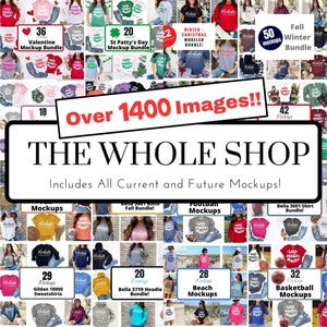 Whole Shop Mock up Bundle - Bella Canvas - Gildan - Comfort Colors - clothing flatlays
