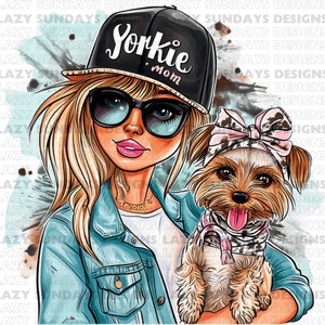 Dog Mom PNG Design - Dog Mom Sublimation PNG - Clipart - Yorkie Mom - Digital Download - Print On Demand - Yorkie Mama - Printable Design