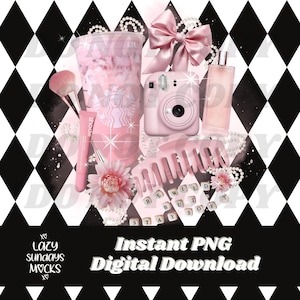 Pink Girly Aesthetic PNG - trending - viral - collage design - sublimation