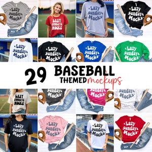 Baseball Mockups Baseball Mom Shirts Baseball Shirt Mockups Baseball Sweatshirt Mockups Flatlay - Baseball Bella 3001 Gildan 5000 18000