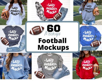 Football Mom Shirt Mockups: Bella 3001, Gildan 18000 (60 JPG Digital Files)