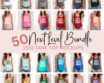 Mockup Bundle nächstes Level 1533 Vorder und Rückseite Tank Top Mock Ups POD Mock Ups Alle Farben