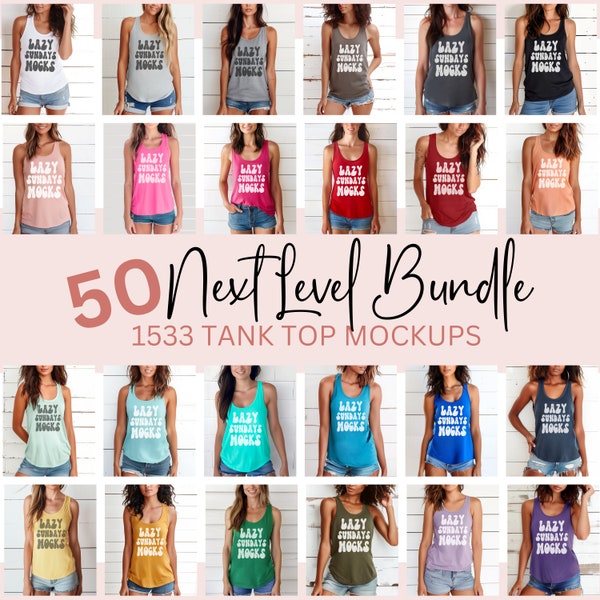 Mockup Bundle nächstes Level 1533 Vorder und Rückseite Tank Top Mock Ups POD Mock Ups Alle Farben