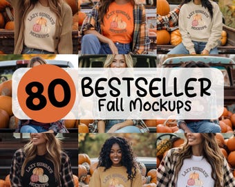 Fall Mockup Bundle - Fall Mockup Gildan - Fall Mockups Bella - Modeled Mockup Gildan 18000 - Fall Mockups for POD - Fall Sweater Mockups