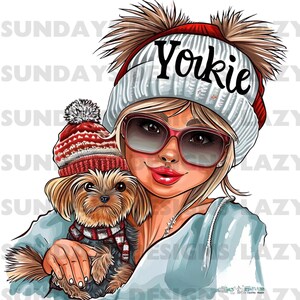 Dog Lover Design - Yorkie Mom PNG - Sublimation pour impression à la demande - Yorkie Mama PNG pour chemise - Designs Dog Lover Cadeaux Noël d’hiver