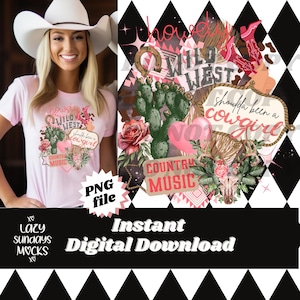 Western collage PNG - Shoulda Been a Cowgirl - girly - country - trendy - viral - collage design - sublimation