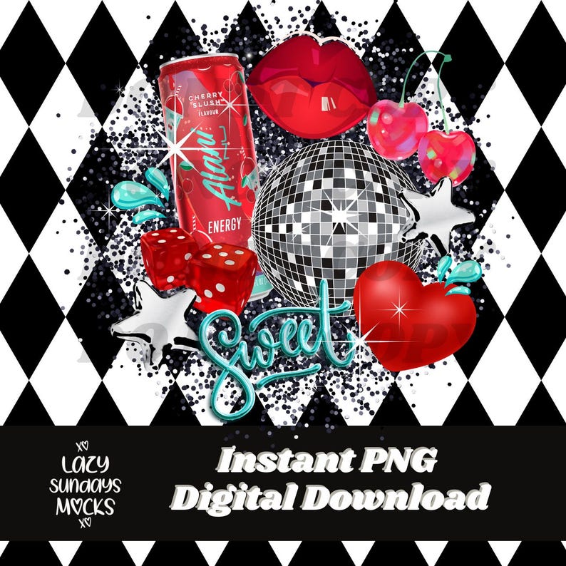 Girly Energy Drink collage PNG - trending - viral - collage design - sublimation image 2