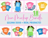 Neon T-shirt Mockup Bundle GILDAN 5000 tshirts REAL PRODUCTS flat lays mock ups