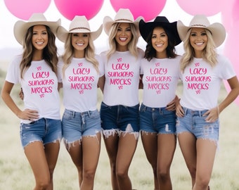 Bachelorette Group Mockup, Bridal party, Women's Modeled, group, Bella Canvas 3001, white