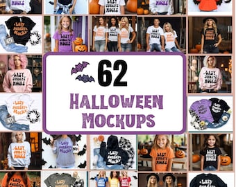 Halloween Mockup Bundle, Halloween Model Mock Up, Bella 3001, heather orange, Halloween mockup,orange tee mock up, Group Halloween Mockups