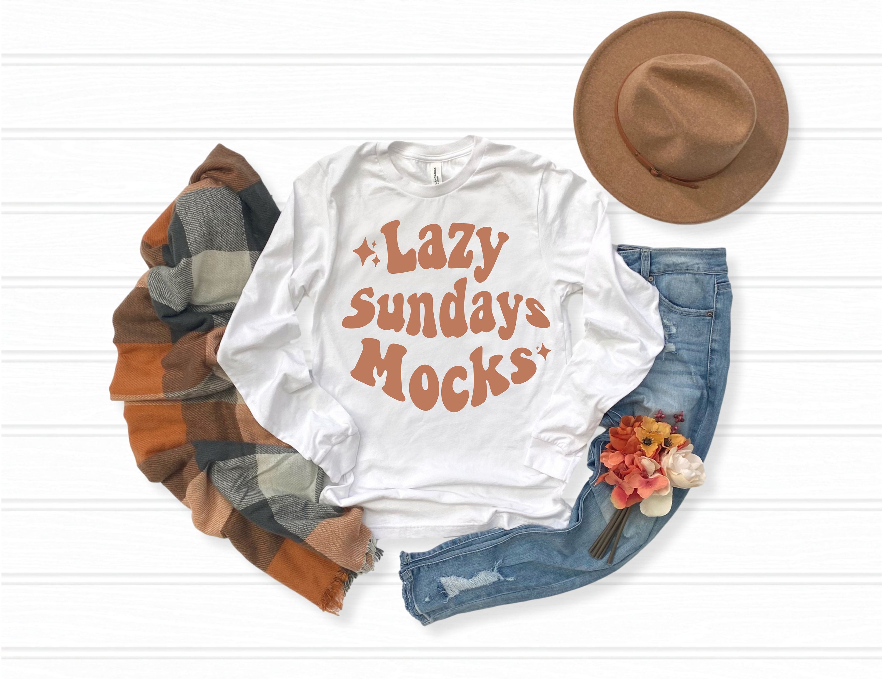 Bella 3501 Mockup,White shirt Fall Mock Up, Bella 3501, white long sleeve tee, fall flatlay