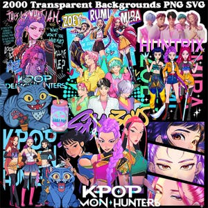 Huntrix KPop Demon Hunters Mega Bundle – 2000+ PNG PDF SVG eps dxf Files | KPop Digital Clipart Pack for Print, Cricut, Stickers, Crafts