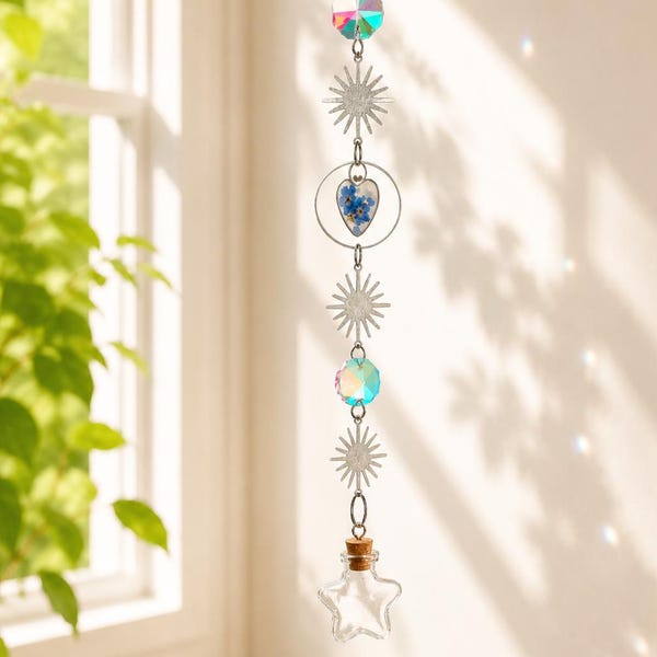 Memorial Urn Suncatcher, Forget Me Not Flower Suncatcher, Crystal Rainbow Maker, Memorial Window Hanging, Sympathy Gift, Pet Memorial Gift
